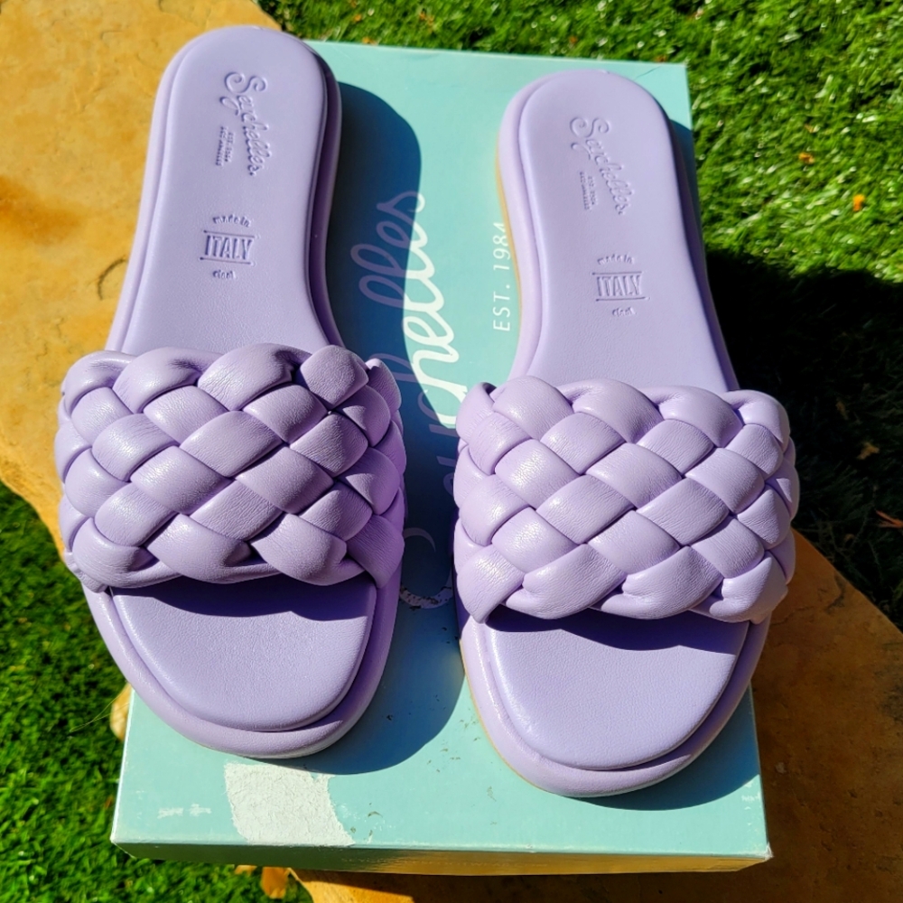 NEW Seychelles Belissima Puffy Woven Slide Sandals Lavender size 7